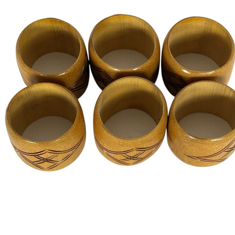 Set of 6 Bamboo Napkin Rings, BohoChick, Cottage Vibes - Picture 1 of 7
